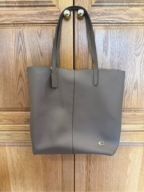 Coach Soft Leather North Tote Bag - In Dark Stone